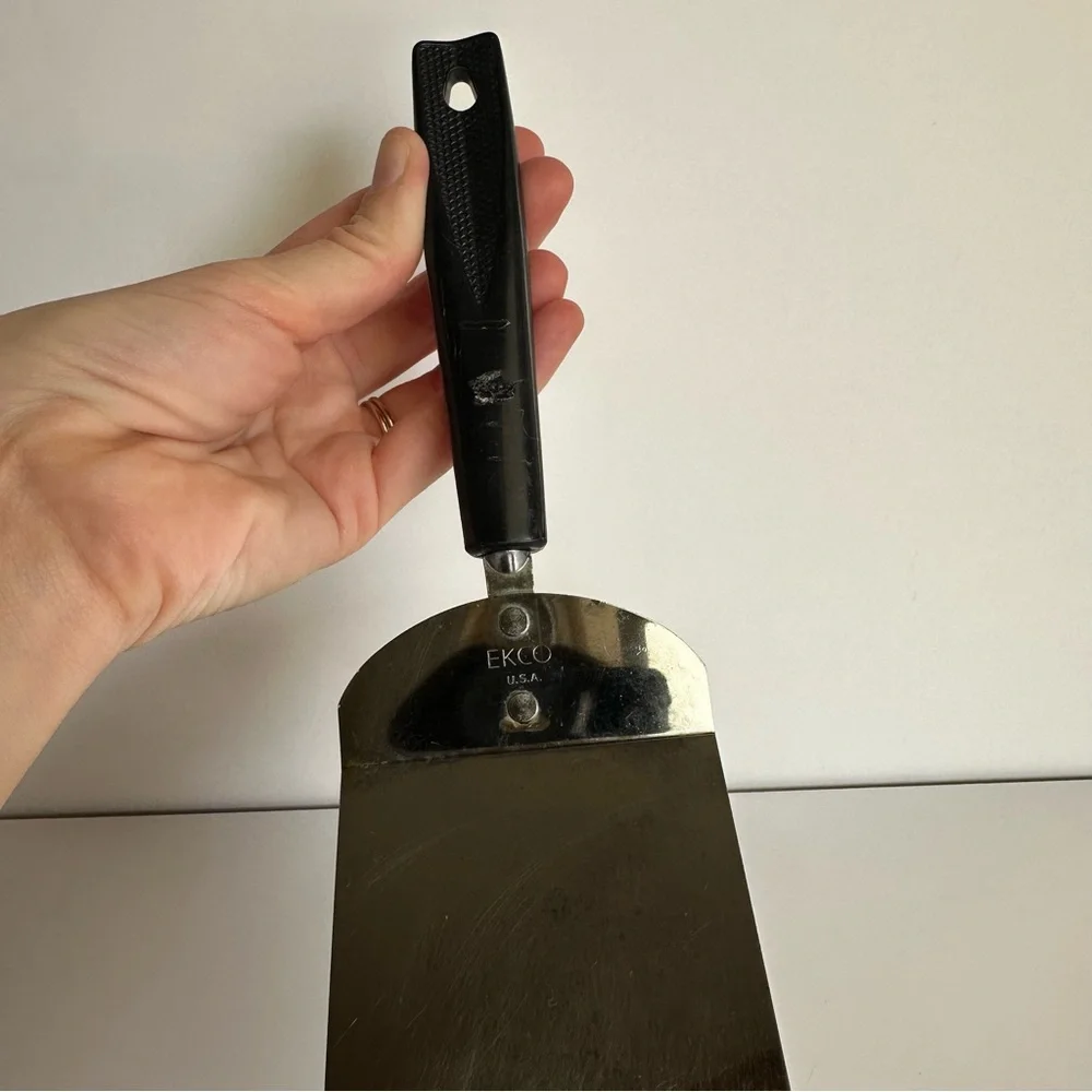Vintage Ekco Short Black Handle Chromium Plated Spatula Flipper‎ Made in USA